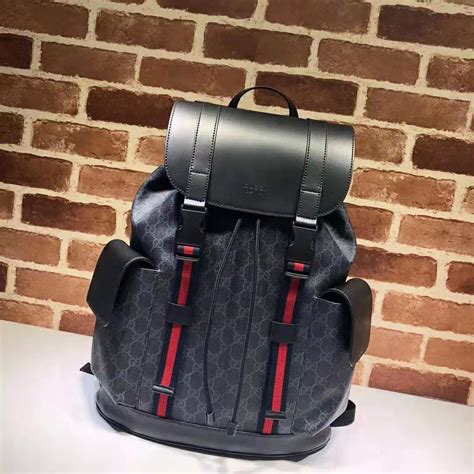 Large GG backpack in grey and black GG leather 